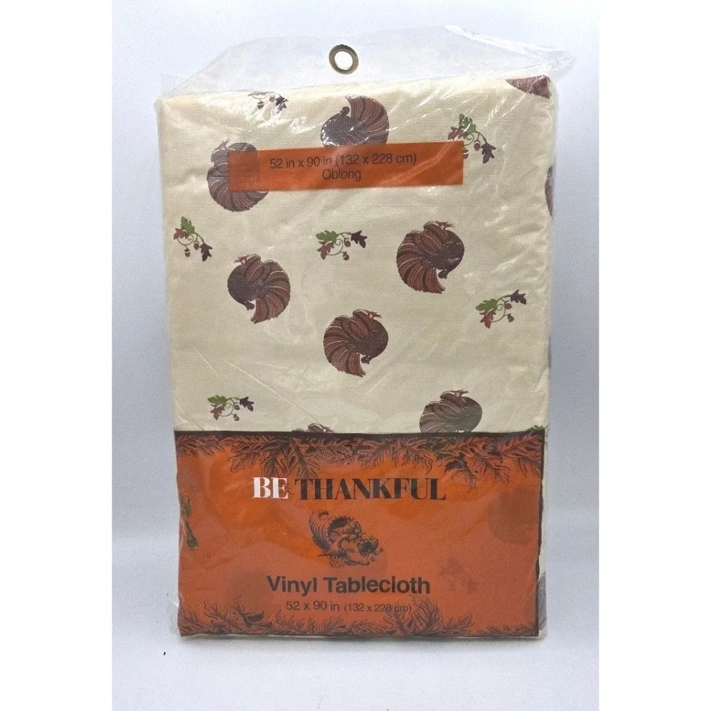 Be Thankful Thanksgiving Vinyl Tablecloth - Turkeys & Cornucopia, 52